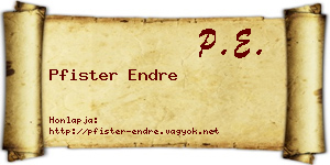 Pfister Endre névjegykártya